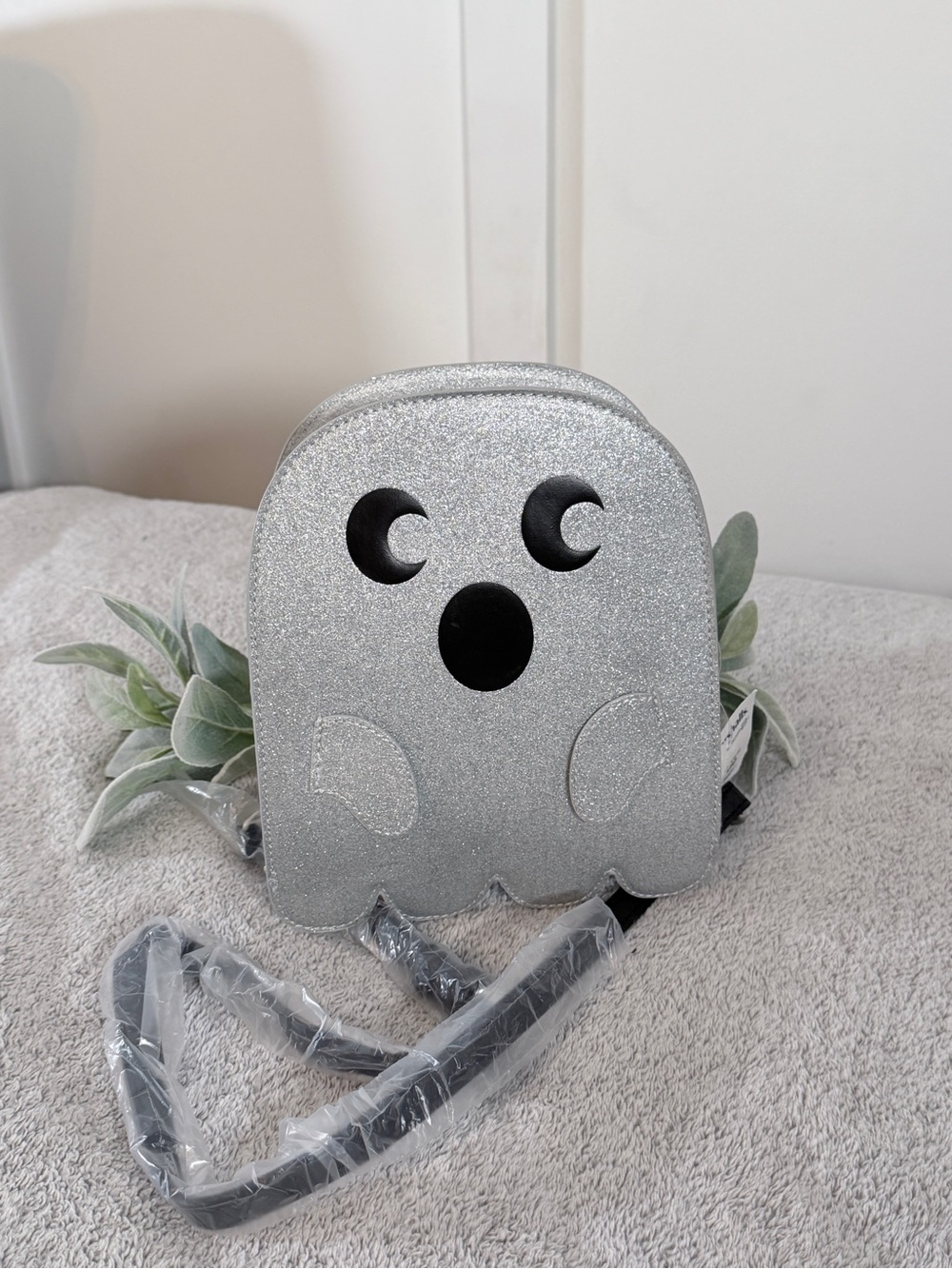 Mad Engine Silver Glitter Ghost backpack Bag NWT Halloween Purse Fine By Me